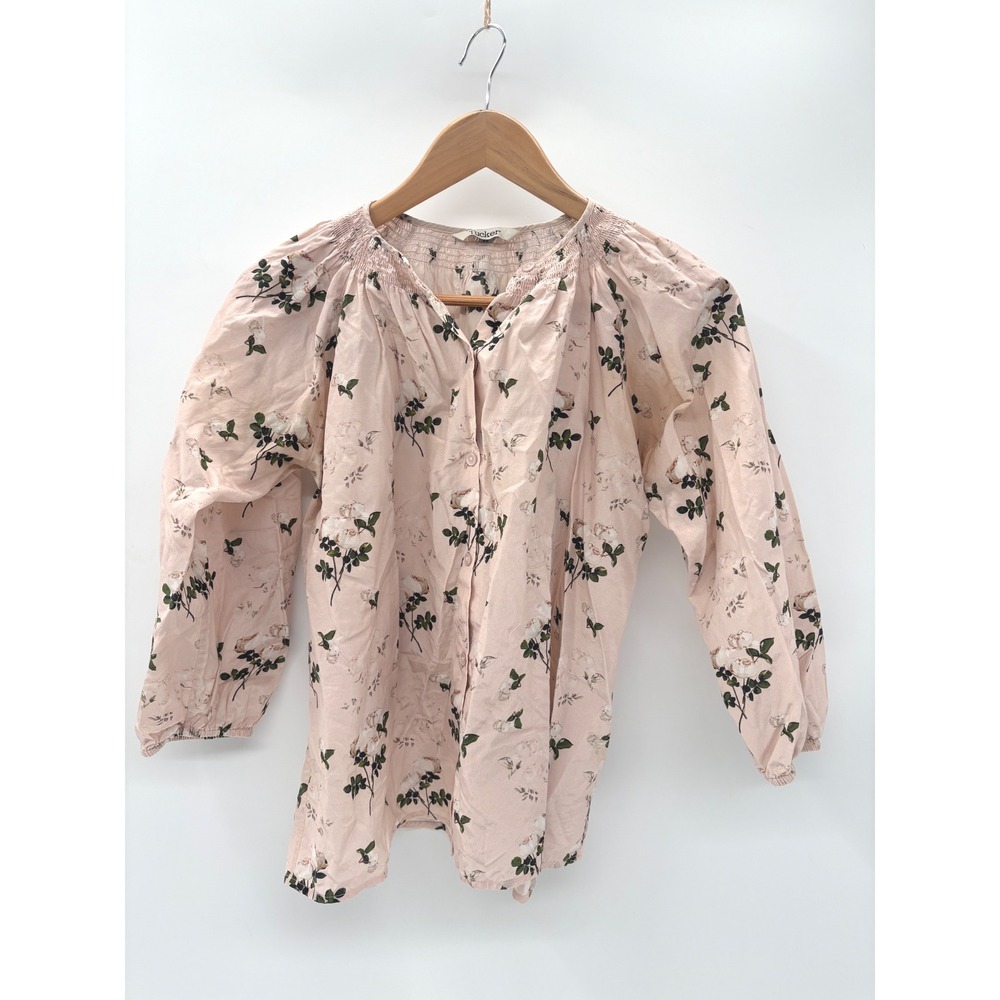 Tucker Blouse‎ Classic Women XS Pink Floral Silk Cotton Luxury Romantic